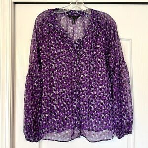 WHBM Purple Speckled Button Clip Blouse Size XS